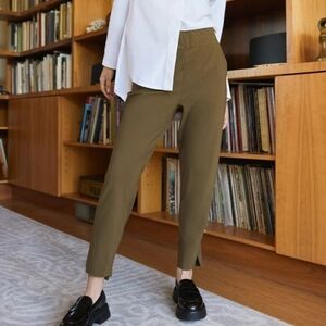 ADAY Womens Straight Up Olive Green Ankle Dress Work Pants Pull On Stretch. M